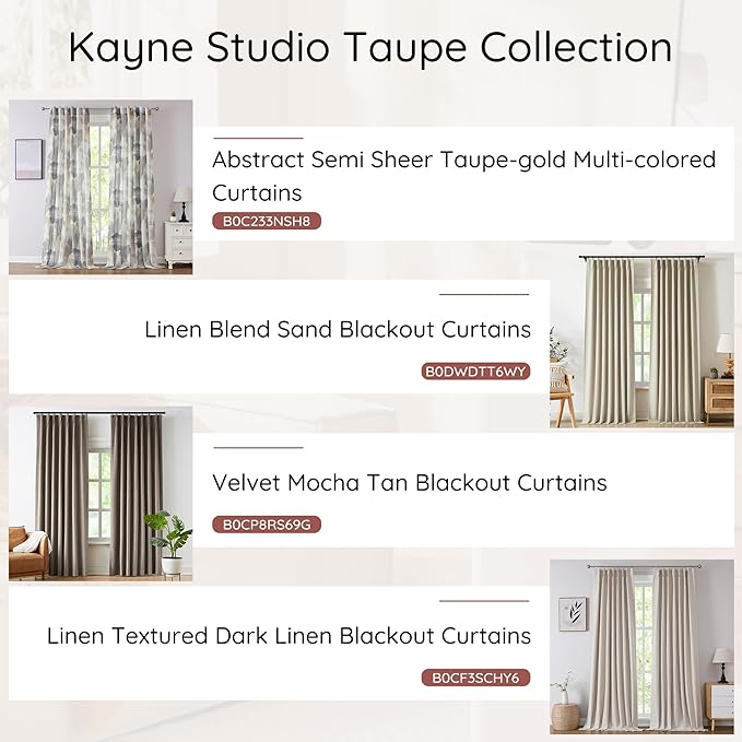 Kayne Studio Sand Pinch Pleated Full Blackout Curtains, Linen Blend Room Darkening Thermal Insulated Soundproof Drapes, 95 Inch Back Tab Window Curtains for Living Room Bedroom (2 Panels, 40"x95") - Image 8