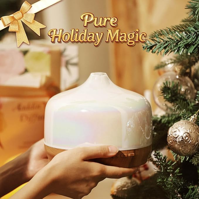 Porseme 500ml Glass Essential Oil Diffuser Aromatherapy Ultrasonic Cool Mist Humidifier 15-21 Running Hours Waterless Auto-Off Air Diffusers for Sleeping Yoga Office Working Spa and Rest (White Jade) - Image 6