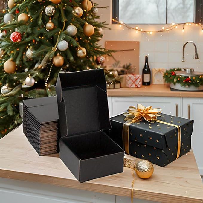 Small Shipping Boxes 8x8x4 Inch (25 Pack) - Sturdy Black Corrugated Cardboard Boxes for Small Business, Ecommerce, Mailing & Packaging | Recyclable Gift & Storage Boxes - Image 6