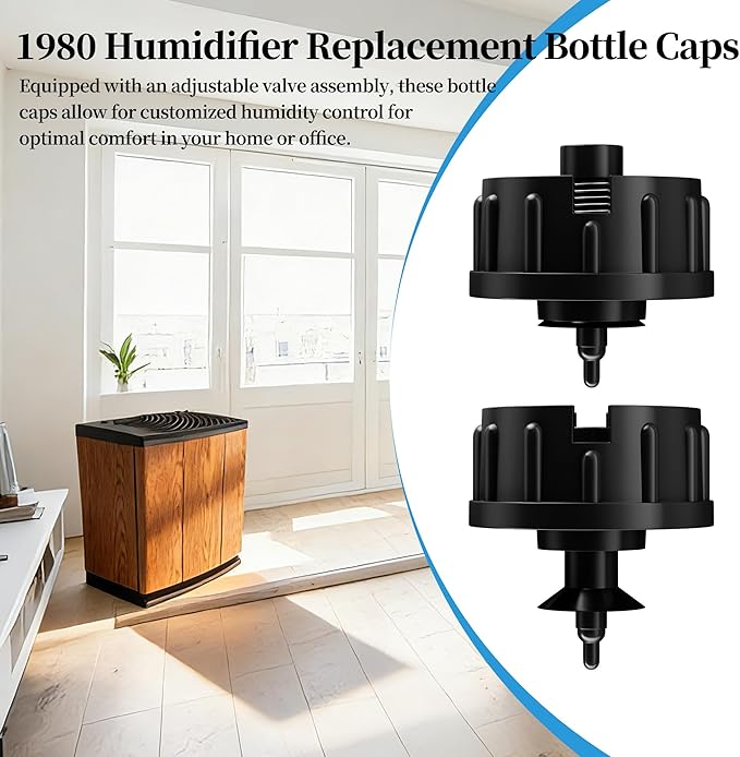 1980 Humidifier Replacement Bottle Caps with Valve Assembly Compatible with Essick-Air AIR-Care Alliance, Credenza and Executive 400, 600, H12 Series Humidifiers - 2 Pack - Image 4