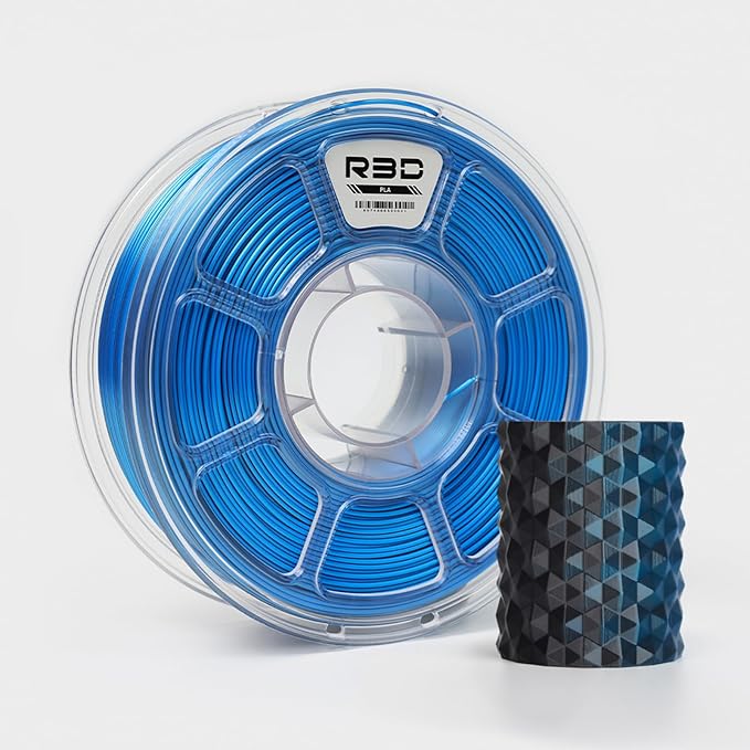 R3D Dual Color Silk PLA Filament, Co-Extrusion 3D Printer Filament 1.75mm, 30-370 mm/s High Speed PLA, Dimensional Accuracy +/- 0.02 mm, 1KG Plastic Spool (Silk Black-Blue) by R3D