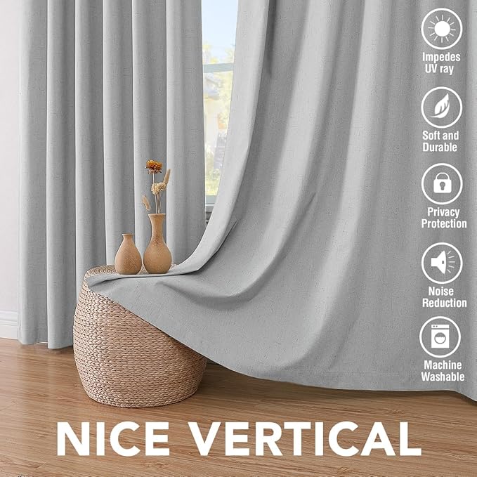 H.VERSAILTEX 100% Blackout Curtains for Bedroom Thermal Insulated Linen Textured Curtains Heat and Full Light Blocking Drapes Living Room Curtains 2 Panel Sets, Glacier Gray, 52x108 Inch - Image 7