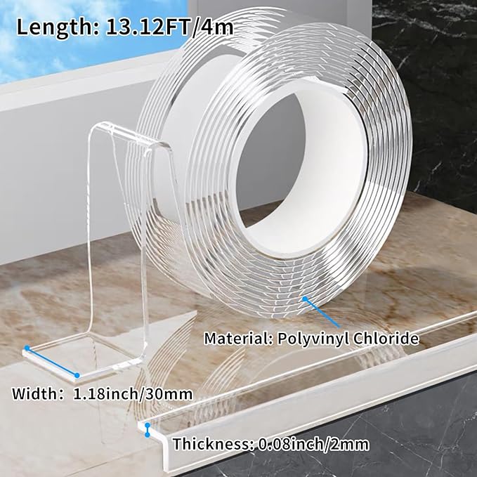 Clear Edge Protector Strip Sharp Edge Wrap Cover Tape,1.18 in x 13.12 FT,Self Adhesive Protective Bumper Guards for Cabinet Door Desk Glass Table Bed Furniture,Kitchen Countertop,Waterproof - Image 2