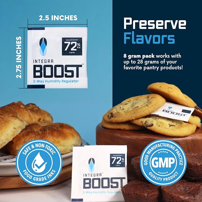 Integra Boost 2-Way Humidity Control Pack - Preserve Flavor & Control Humidity at 72% RH - Moisture Absorber for Herbs, Spices & More - 8 Gram (Pack of 144 in Retail Display) - Image 4