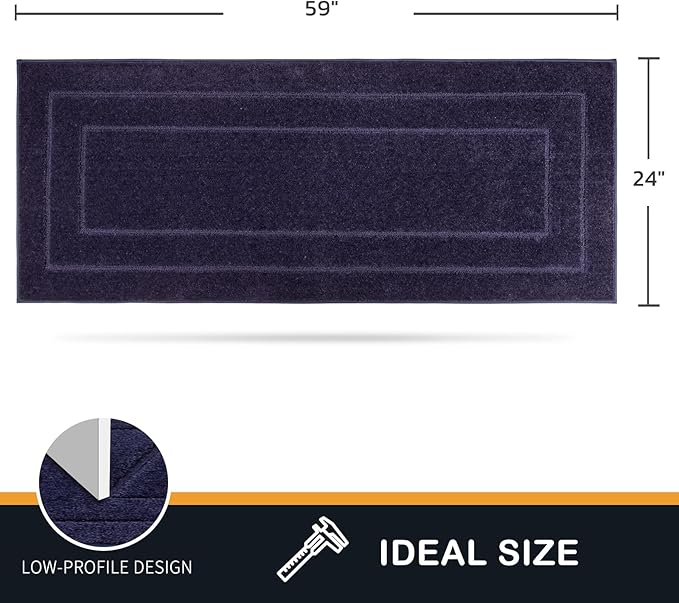 PURRUGS Dirt Trapping Door Mat 24" x 59", Non-Slip/Skid Machine Washable Entryway Rug, Dog Doormat, Super Absorbent Welcome Mat for Muddy Wet Shoes and Paws, Midnight Blue - Image 2