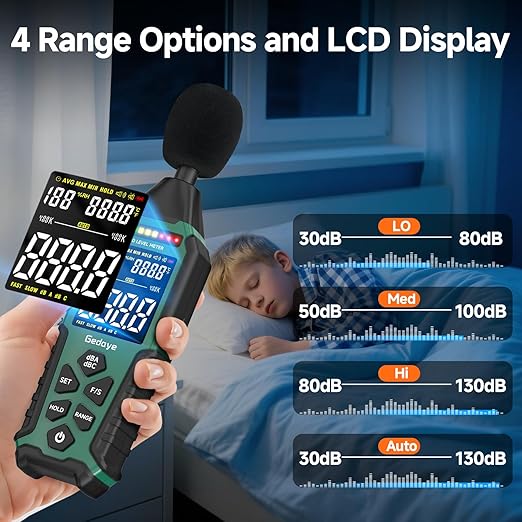 Power Supply Available Decibel Meter, Gedaye Sound Level Meter, A/C Weighted SPL Meter, Noise Measure Device 30-130dB, Noise Detector Sound Monitor Decibel Reader Classroom Factory Noisy Neighbor - Image 2