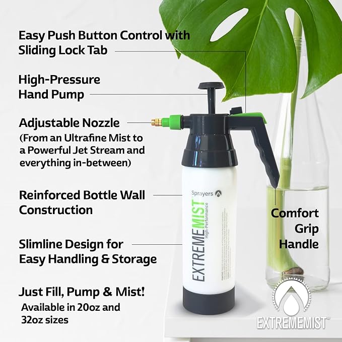 ExtremeMIST High-Performance Garden Sprayer - Ultimate Plant Mister & Spray Bottle for Plants - Horticultural Hand Pump Sprayer with Adjustable Brass Nozzle - Outdoor & Indoor Plant Humidifier - 20 Oz - Image 3