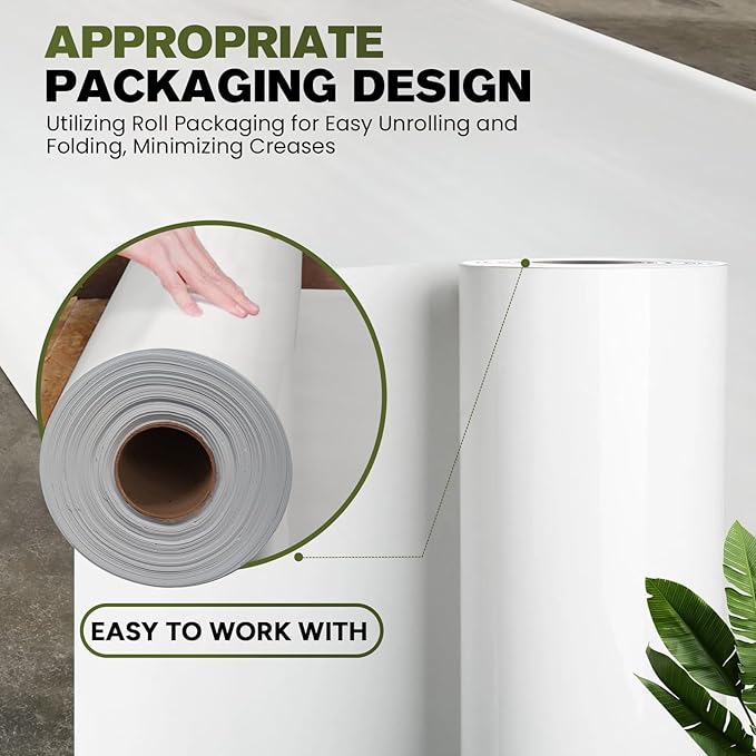 White Crawl Space Vapor Barrier, 10 Mil Vapor Barrier, 12' x 12', Heavy Duty Polyethylene Film, Thick Plastic Sheeting, Plastic Drop Cloth Covering for Crawlspace, Basement, White - Image 5