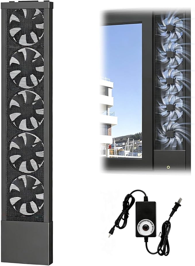 Vertical Window Exhaust Fan for Sliding Windows-Easy Tool-Free Installation, Adjustable Speed with Reversible Airflow, Slim Design for Bedroom Kitchen Office, Alternative to AC Fan and Household Fans by Unknown