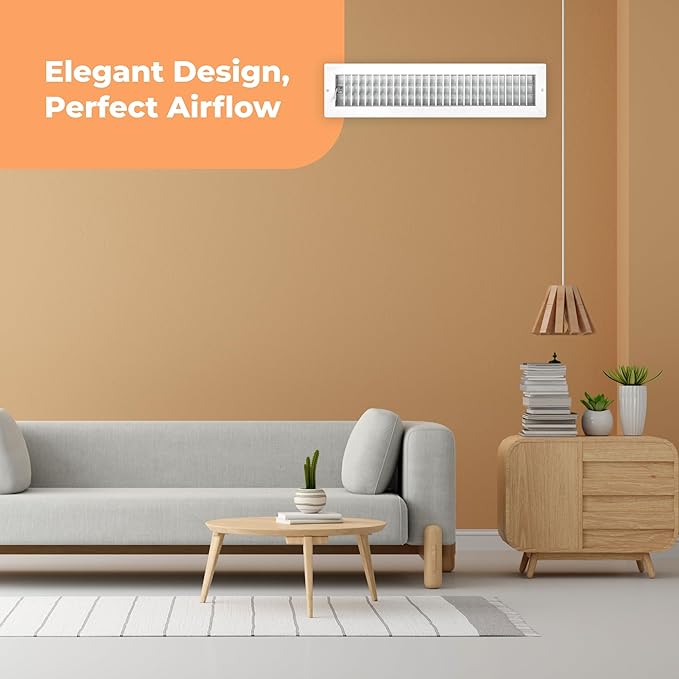 Aluminum 22 x 4 Inch Air Vent Covers Wall AC Grille – Premium Register Vent Cover – Durable Rustproof Aluminum Wall Vent – Multi-Shutter Damper – Individually Adjustable Front Blades, White - Image 7