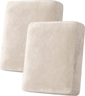H.VERSAILTEX Velvet Stretch Couch Cushion Cover Plush Cushion Slipcover for Chair Loveseat Sofa Cushion Furniture Protector Seat Cushion Sofa Cover (2 Piece Medium Sofa Cushion Covers, Ivory) by HVERSAILTEX