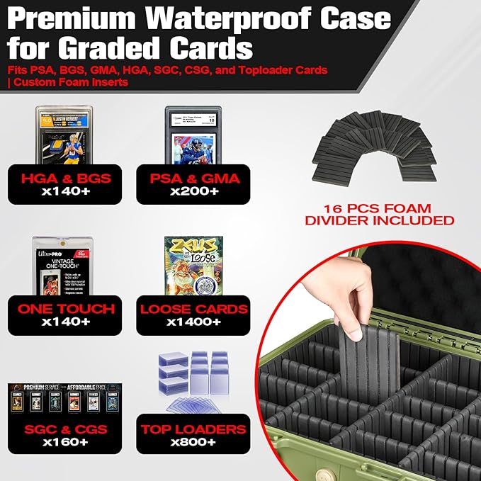 Graded Card Case Storage Box: Sports Trading Cards Holder for PSA BGS SGC Slabs, Baseball Football MTG Deck Booster Magic Binder Card Organizer with Dividers, Collector Carry Display Box (800+ Cards) - Image 2