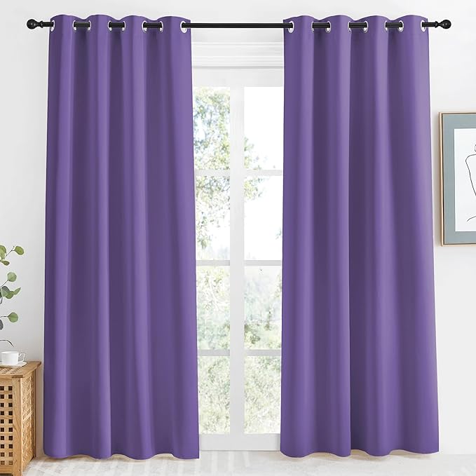 NICETOWN Lilac Purple Blackout Curtain 86 inch Long, W55 x L86, 1 Panel, Thermal Insulated Window Treatment with Grommet Room Darkening Thermal Insulated Panel for Bedroom/Living Room by NICETOWN