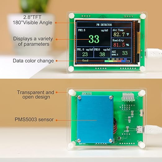Air Quality Monitor pm2.5 pm10 pm1.0 Detector Indoor air Quality Test kit for Cars ,Home,Office,Hotel etc (PM2.5,AQI) - Image 3