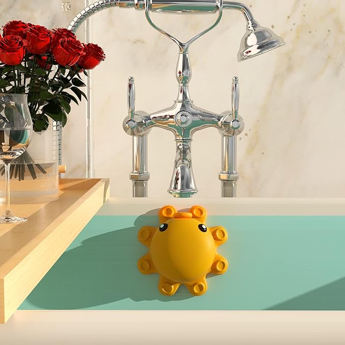 Bathtub Overflow Drain Cover - Tub Soak Bath Cover, Adds Inches of Water for Deeper Bath (Silicone, Yellow) - Image 7