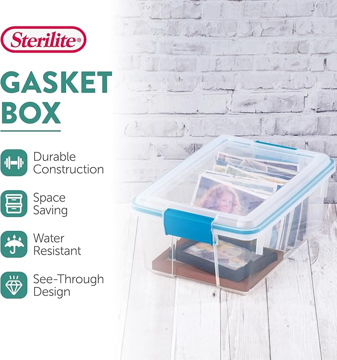 Sterilite 6-Pack Gasket Box, Weather-Resistant Storage Bins with Latching Lids, 12 Quart - Heavy-Duty Organizing Containers for Closet, Bathroom, and Office - Image 3