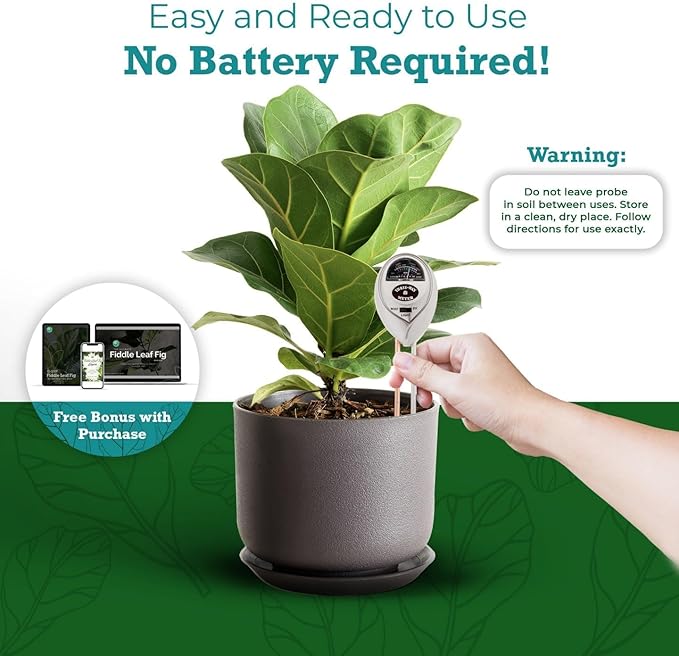 Houseplant Resource Center Fiddle Leaf Fig 3-in-1 Soil Moisture Meter for Plants – Best Indoor Plant Water Meter for Potted Houseplants - Light & Moisture Sensor Probe for Optimal Growth - Image 4