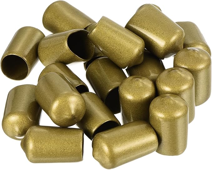 uxcell 20pcs Rubber End Caps 9/16"(14mm) ID Vinyl Round Tube Bolt Cap Cover Thread Protectors Gold - Image 4