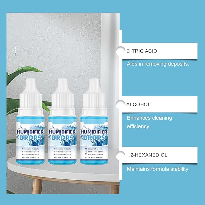 Humidifier Cleaner Drops, Slows Buildup & Scaling, Humidifier Solution for All Makes & Models, Cleans & Deodorizes Water, 3pcs - Image 4