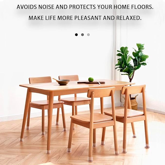 Silicone Chair Leg Floor Protectors with Felt, 16PCS Folding Card Table and Chairs End Tips Chair Leg Caps for Hardwood Floor, Clear Metal Furniture Feet Floor Protectors(Round, Fit:0.75"-1.1") - Image 2
