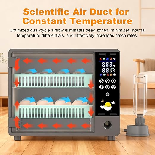 24 Egg Incubator, Automatic Egg Turner Hatching Machine with Candling Light Auto Water & Automatic Temperature & Humidity Control | Adjustable Egg Tray for Chicken Duck Quail Pigeon - Image 4