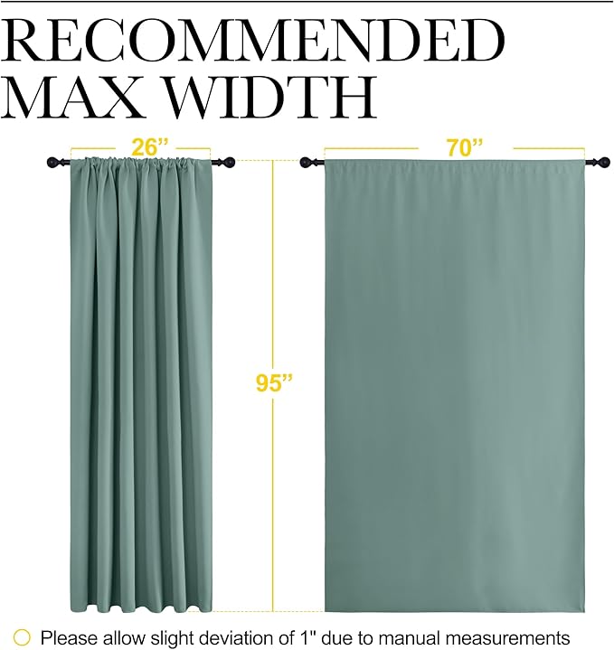 NICETOWN 2 Panels Blackout Curtains, Rod Pocket Thermal Insulated Drapess for Bedroom, Privacy Protection Easy-Care Heavy Duty Curtains for Living Room/Dining Room, W70 x L95 inches, Greyish Blue - Image 3
