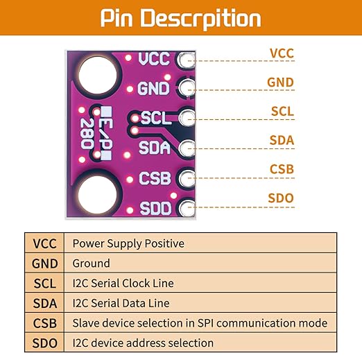4pcs BME280 3.3V Sensor Module GY-BME280-3.3 Atmospheric Pressure Sensor Temperature Humidity Sensor I2C Interface Compatible with Arduino - Image 3