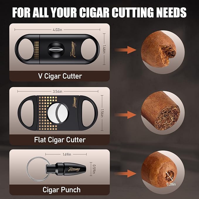 Cigar Humidor, Cedar Wood Humidor Cigar Box, Glass Top Desktop Humidor with Front Hygrometer, Humidifier, Divider, Accessories Drawer and Combination Lock, Cigar Gifts for Men (Brown) - Image 5
