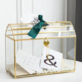Wedding Card Box with Slot, 12.2'' Large Glass Card Boxes for Reception, Gold Cards Holder, Clear Decorative Storage Box with Lock for Baby Shower, Birthday Party, Christmas, Bridal Shower by Giadun