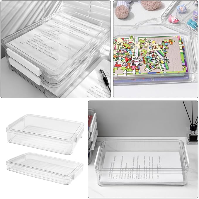 TEHAUX 2pcs Document Organizer Storage Box Lightweight File Holder for Office Travel Keep Files Dry Neat Includes Styles Pet Material - Image 9