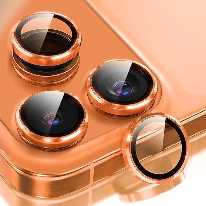 2 Pack Camera Lens Protector for iPhone 17 Pro Max/17 Pro 2025,9H Tempered Glass Scratch Resistant Metal Ring Camera Cover,Case Friendly Camera Screen Protector Accessories,Orange by AFENGBOX