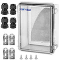 Waterproof Outdoor Project ABS Plastic Junction Box IP67 Weatherproof Dustproof Enclosure with Hinged Cover, Mounting Plate,Wall Brackets for Power Project (Clear,8.7"X6.7"X4.5") by XINYIELE