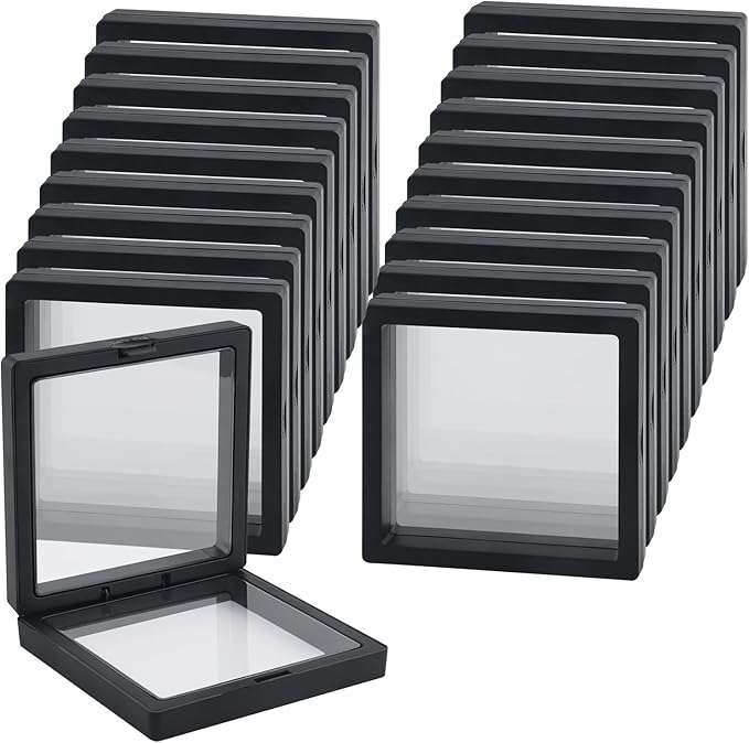 20 Pcs Black 3D Floating Display Case 4.3 x 4.3 x 0.8 inch, Nail Display Cases, Challenge Coin Display,Jewelry Storage Box, Floating Display Holder Stands for Antique Challenge Coins, Medallion by Unknown