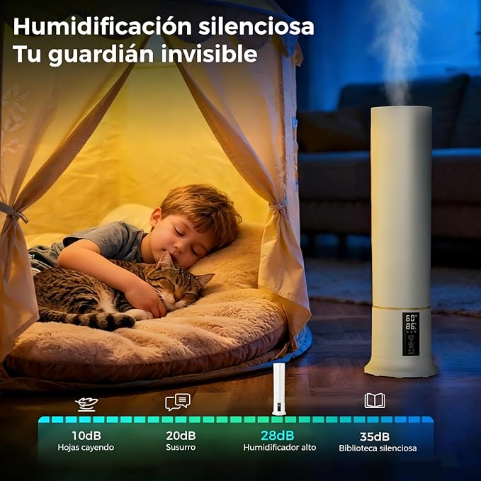 Humidifier Large Room,2.4Gal Cool Mist Humidifiers for Bedroom 9L High Capacity 24dB Quiet Air Humificador fit Removable Water Tank 360° Adjustable, Top Fill & Easy Clean with Remote Control - Image 4