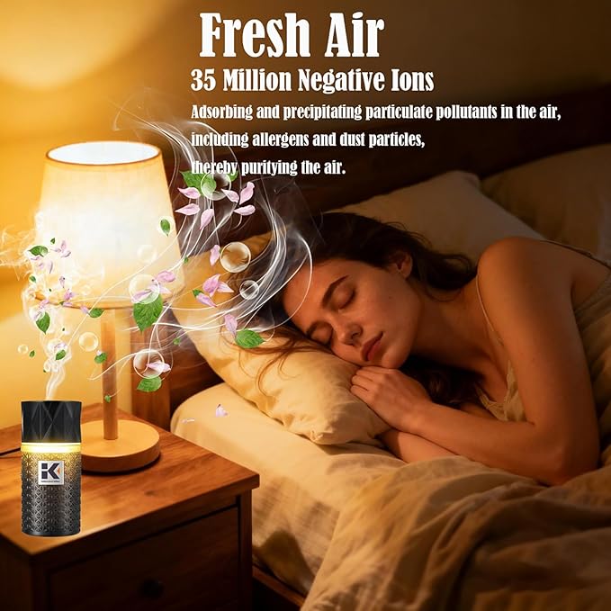Essential Oil Diffuser, 35 Million Negative Ions Fresh Air, Glass Oil Diffuser with Warm Night Light, Auto Shut-Off, 250ml Ultrasonic Cool Mist Humidifier for Home,Car,Spa,Yoga (Black, Lavender) - Image 3