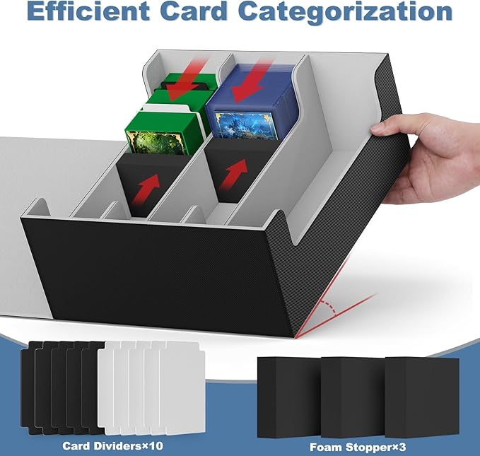 Mlikero Card Deck Case for Trading Cards 1800+, Trading Card Storage Box Fits Toploader and Magnetic Card Holder, Leather Magnetic Closure Deck Box Fit for MTG, TCG - Image 3