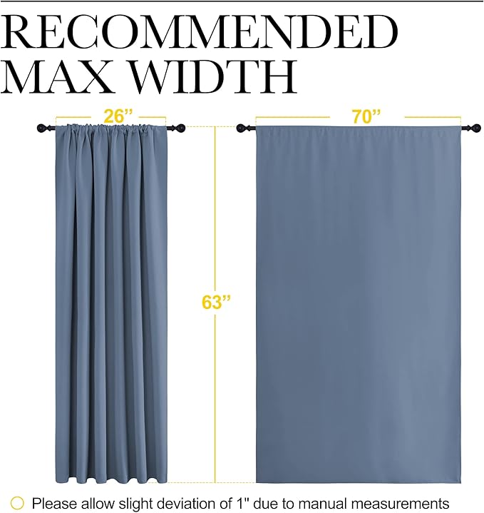 NICETOWN Blackout Curtains for Bedroom, Blackout Curtain Panels, Window Treatment Energy Saving Thermal Insulated Solid Rod Pocket Blackout Drapes/Draperies (Stone Blue, 1 Pair, 70 by 63-inch) - Image 7
