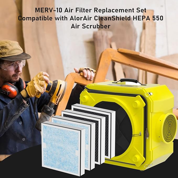 Carmerny HEPA & Activated Carbon Filter Replacement Set Compatible with AlorAir CleanShield HEPA 550 Air Scrubber (Pack of 4) - Image 4