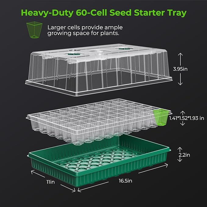 120 Cells Seed Starter Tray with Grow Light, Smart Timer， Seedling Starter Kit with Humidtiy Dome, 3/6/12H Timer，Germination Kit For all plants including cucumbers, tomatoes etc.Plant Seed（2Pack ） - Image 5