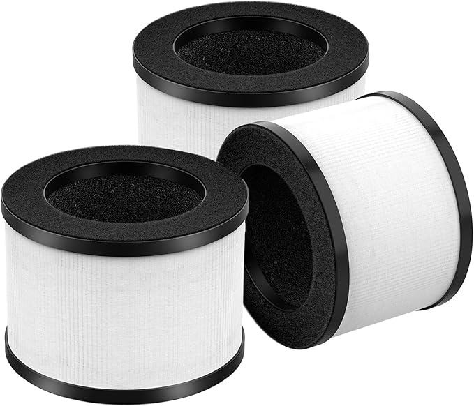 3 Pack TZ-K1 Replacement Filter Compatible with FreAire KN6391, Compatible with ToLife TZ-K1, Compatible with VOOPNU DH-JH12, for MK-01 MK-06, MJ012H, 3-in-1 Filter Replacement for Smoke Pollen, White by Cabiclean