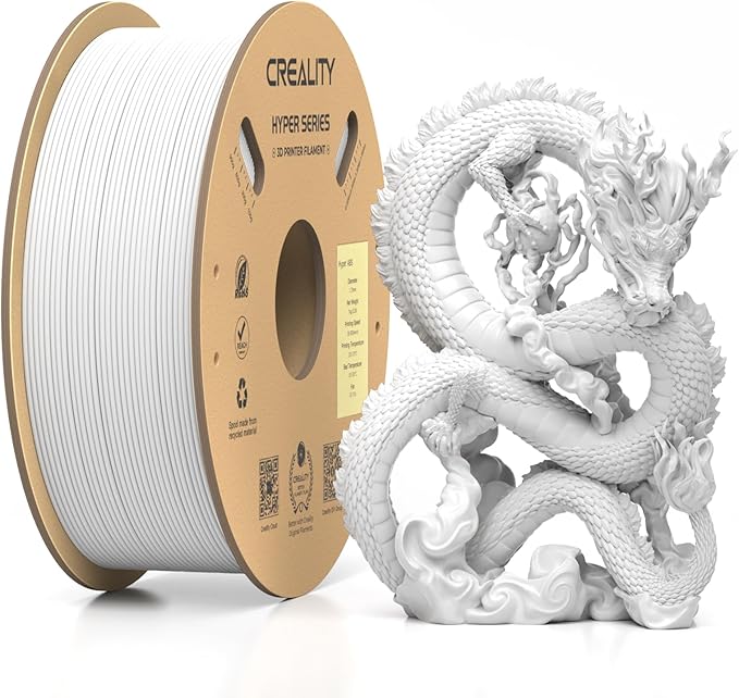 Official Creality Hyper ABS Filament 1.75mm, High Speed ABS 30-350mm/s 3D Printer Filament ABS, High Impact Resistance, Dimensional Accuracy +/-0.02mm, 1KG(2.2lbs) Spool White, Fit Most 3D Printer by Creality