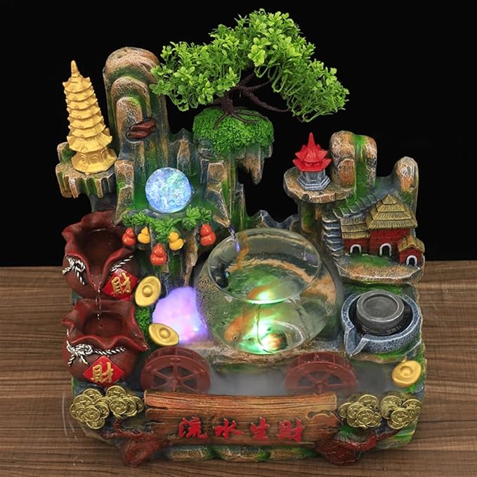 Tabletop Fountains Desktop Fountain Indoor Fountain Bonsai Water Feature Home and Office Lucky Fengshui Fish Tank Rockery Fountain Indoor Air Humidifier Garden Decoration Table Top Fountains Indoor - Image 4