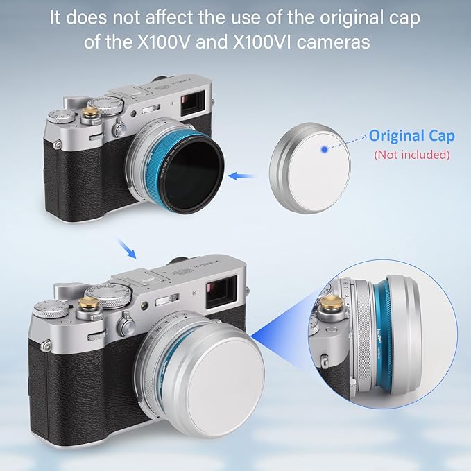Haoge LUV-X54G Metal Lens Hood with MC UV Protection Multicoated Ultraviolet Lens Filter for Fujifilm x100vi Fuji X100V Camera Blue - Image 6
