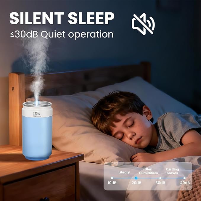Humidifiers, Humidifier for Bedroom, Can Air Humidifier, Humidifiers for Home and Plants, USB Powered And Battery Powered Portable for Home Office Car Outdoor, 2 Mist Modes, Night Light, Auto-Off - Image 3