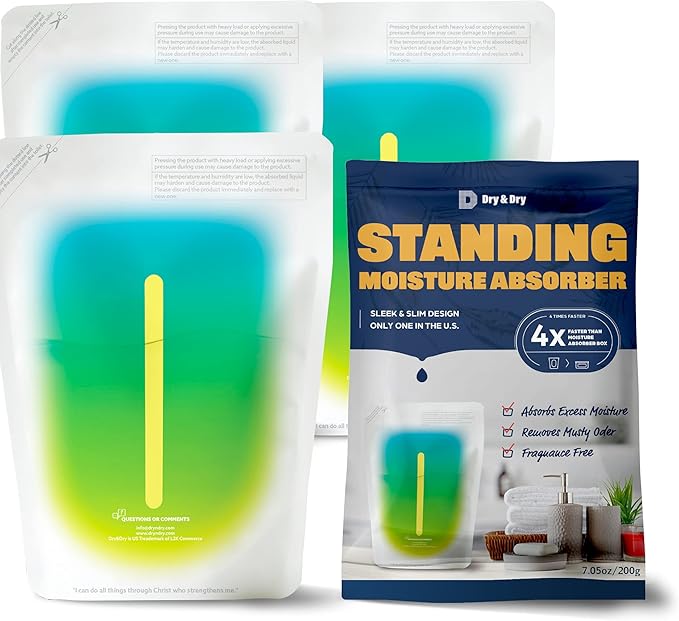 Dry & Dry [3 Packs Standing Moisture Absorbers to Control Excess Moisture for Basement, Closets, Bathrooms, Laundry Rooms - Moisture Absorbers Moisture Absorber by DryDry