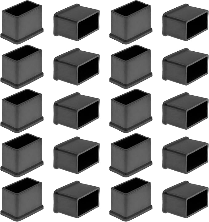 20Pcs Rectangle Rubber Furniture Leg Caps 1.18" x 0.59"(30mm x 15mm), Vinyl Flexible Chair Leg Floor Protectors for Patio Indoor Chair Table by Bonsicoky