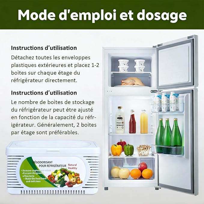 6 Pack Fridge Deodorizer, Refrigerator and Freezer Deodorizer Odor Eliminator Reusable, Unscented Activated Carbon Odor Absorber and Moisture for Freezers, Coolers, Closet and Trash Can - Image 7