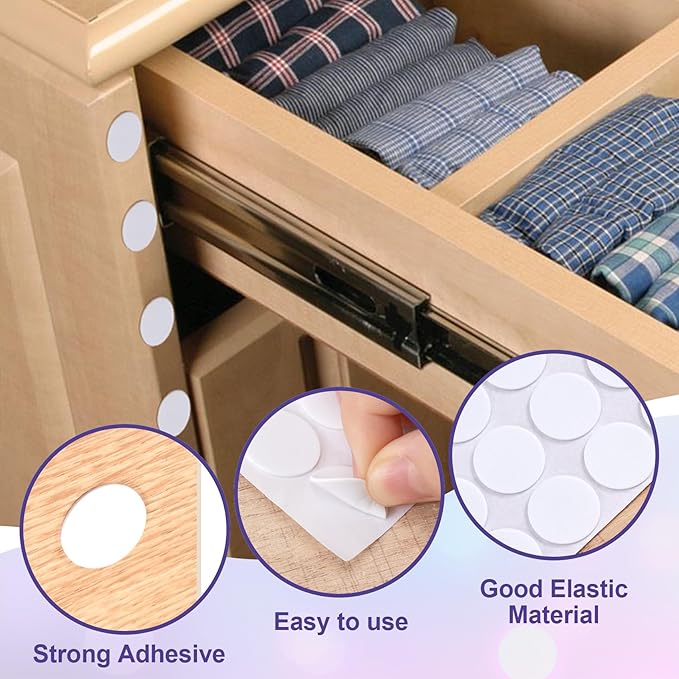 240 Pcs Small Felt Furniture Pads, Self-Adhesive EVA Foam Dot Circles, Round Felt Furniture Stickers for Desks Drawers Vases Photo Frames Cabinets Doors Candlesticks- White - Image 4