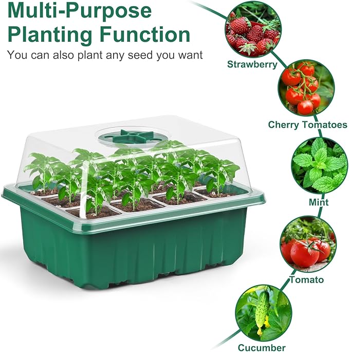 12 Pack Seed Starter Tray Seed Starter Kit (144 Cells Total Tray) with Humidity Adjustable Dome, for Seeds Growing Starting Plant Germination Trays, Mini Green House Germination Trays. - Image 6