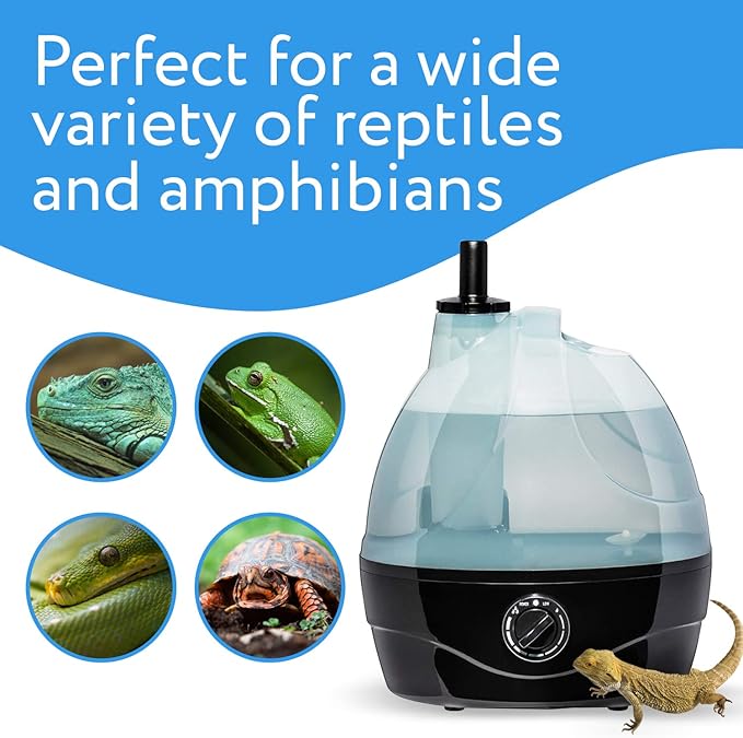 Evergreen Pet Supplies Reptile Fogger & Humidifier - Adjustable Fog Output for Mini Terrarium Fogger - 2 L Tank with Auto Shut-Off for Tortoise Humidifier - 2 L, Black/Clear - Image 4